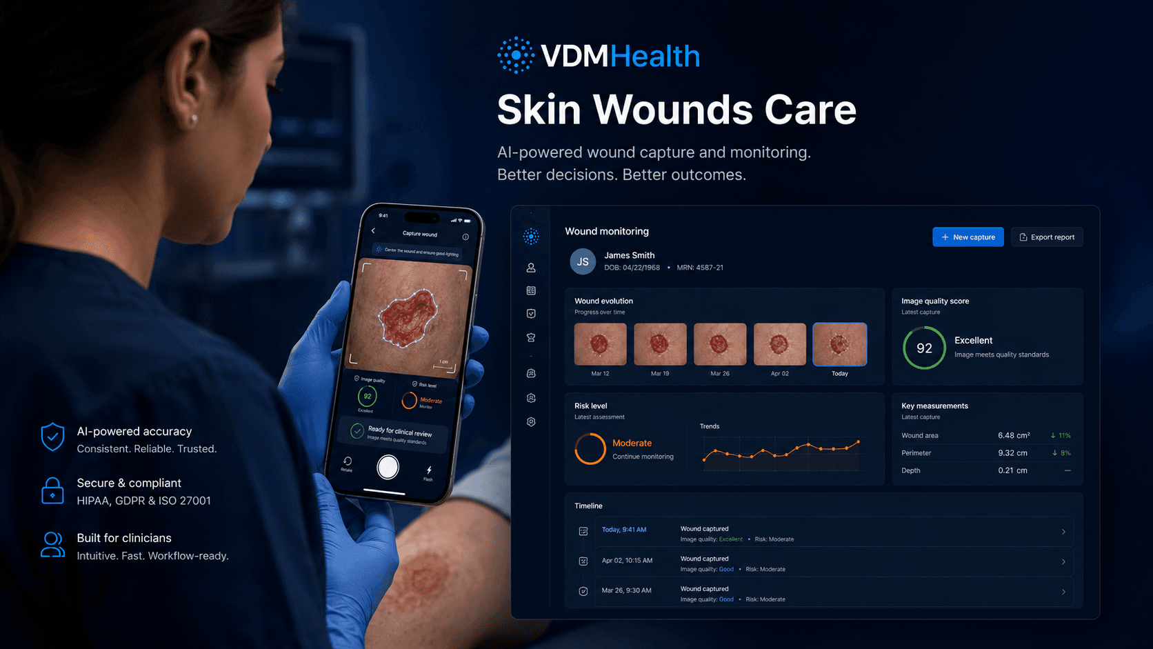 Turn wound images into structured clinical action.
